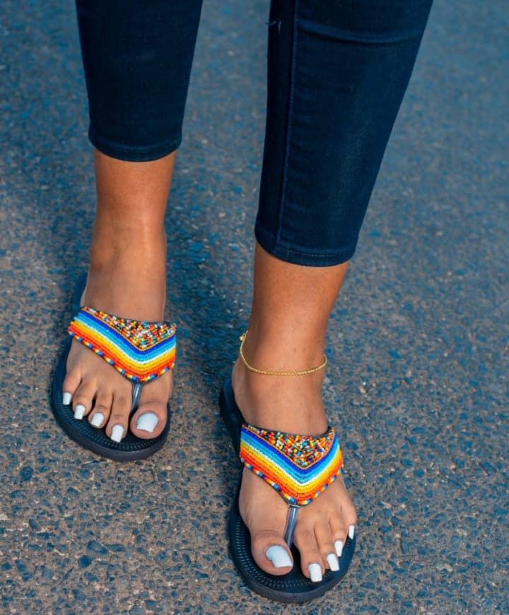 Beaded Leather Sandals