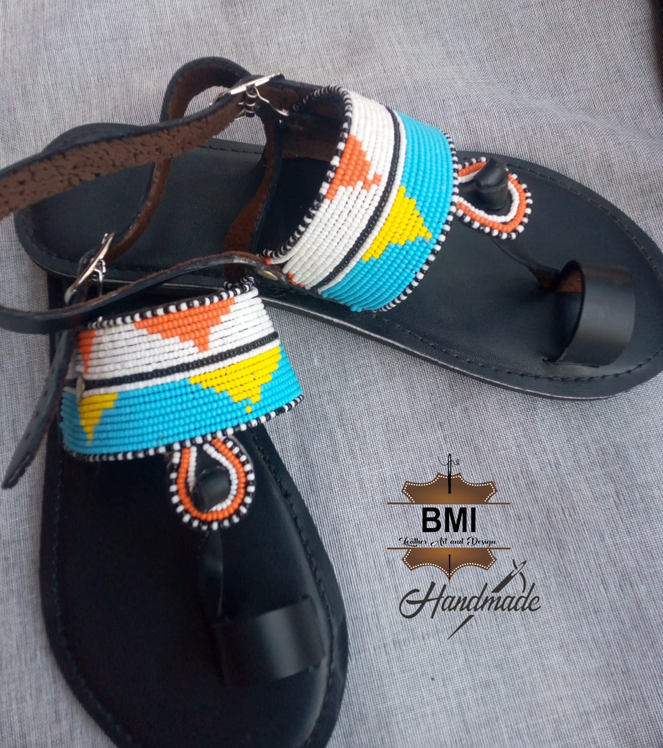 Beaded Leather Sandals